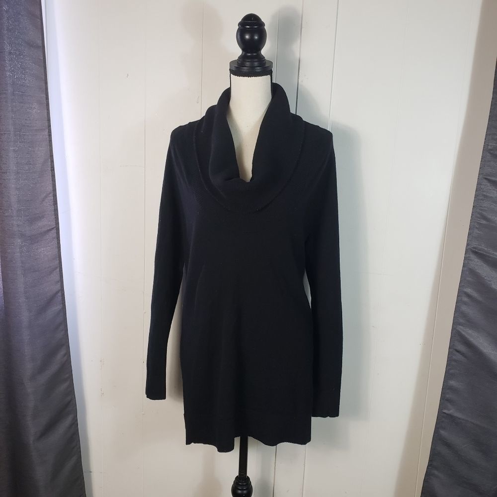 THEORY Black Wool Long Lined Cowl Neck Sweater Size Medium